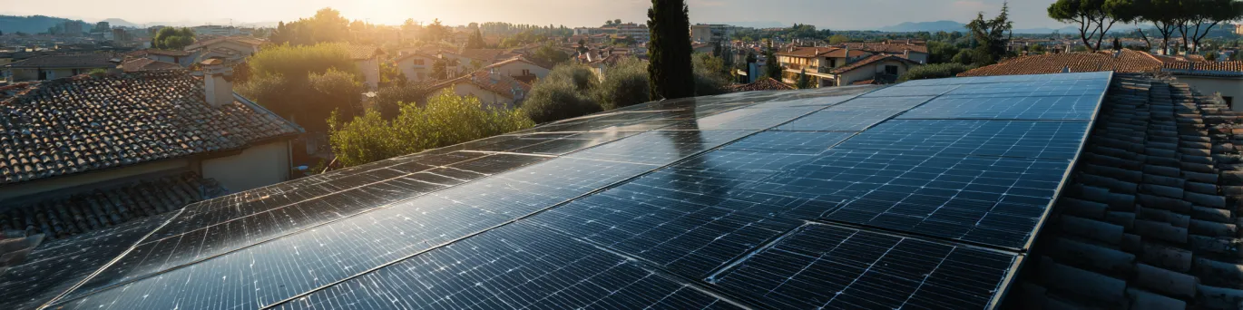 Vue d’une maison équipée de panneaux solaires avec mention des aides financières, des montants et de la rentabilité réelle
