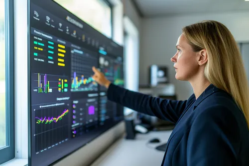 Interface numérique affichant le suivi en temps réel et l’analyse détaillée des données de production solaire sur écran connecté
